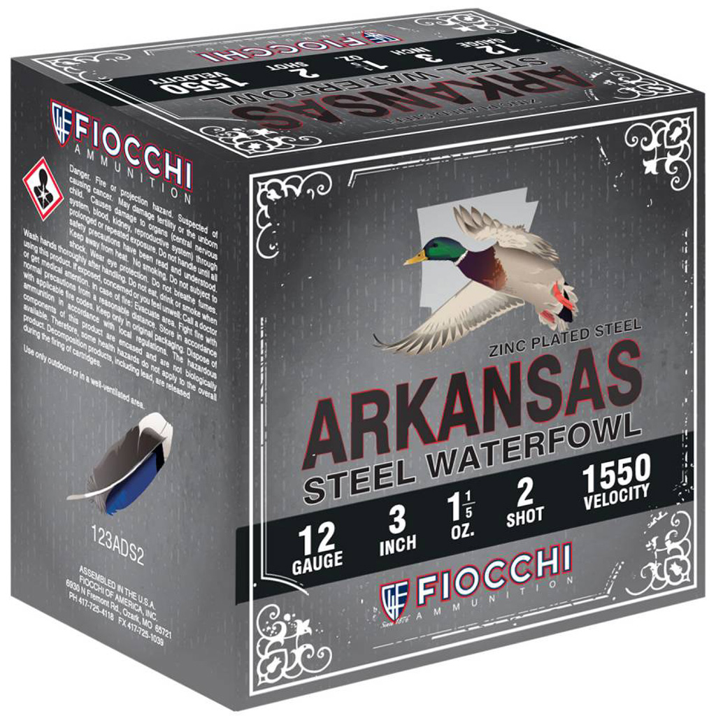 Fiocchi Arkansas Steel 12 Gauge Steel Shot 1 1/5 oz 2 Shot 100 Rounds