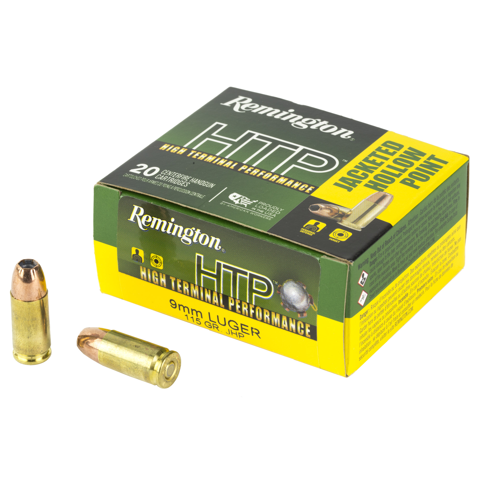 Remington HTP 9mm Luger Jacketed Hollow Point 115 Grain 20 Rounds