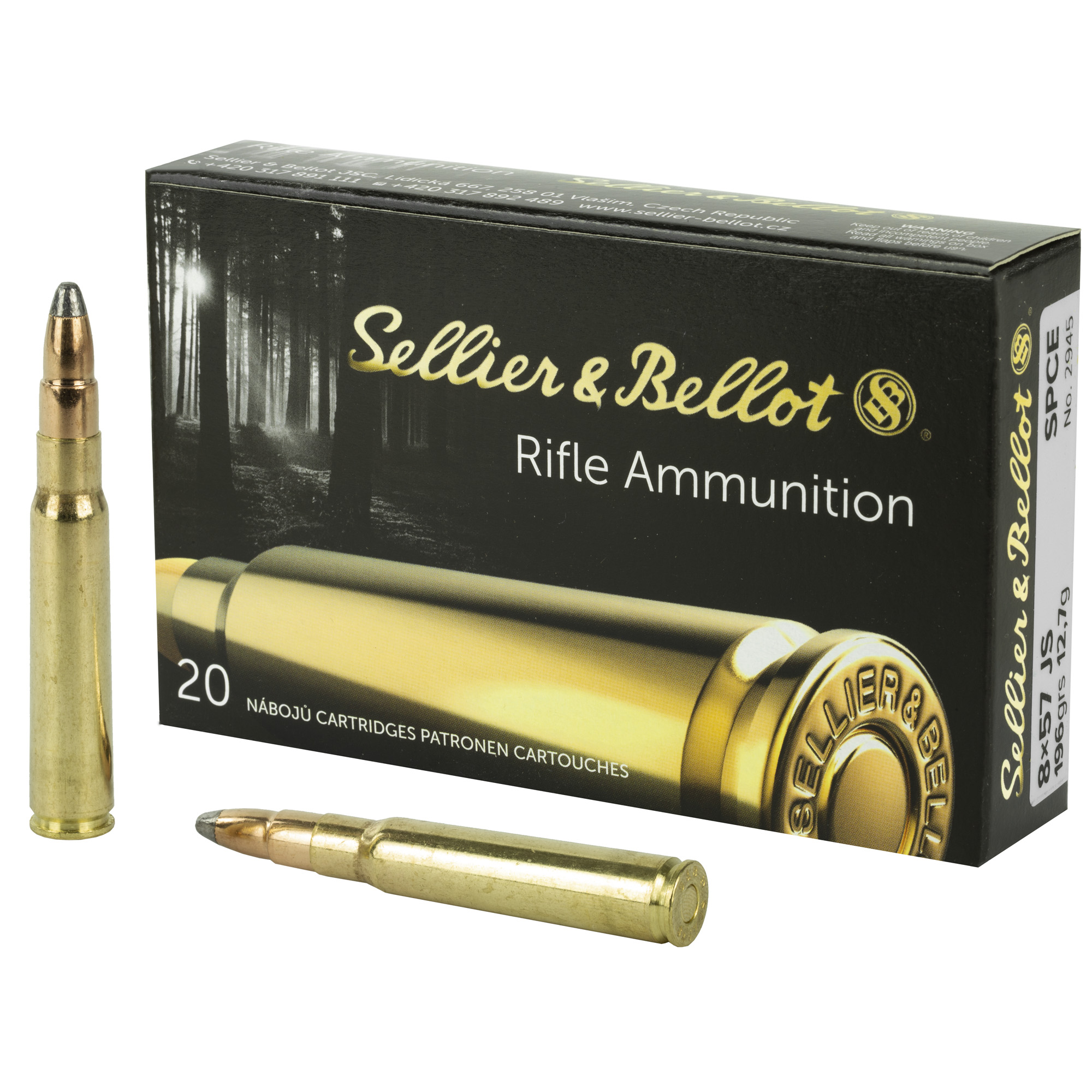Sellier & Bellot SB857JSB 8x57JS Soft Point Cut Through Edge 196 Grain 20 Rounds