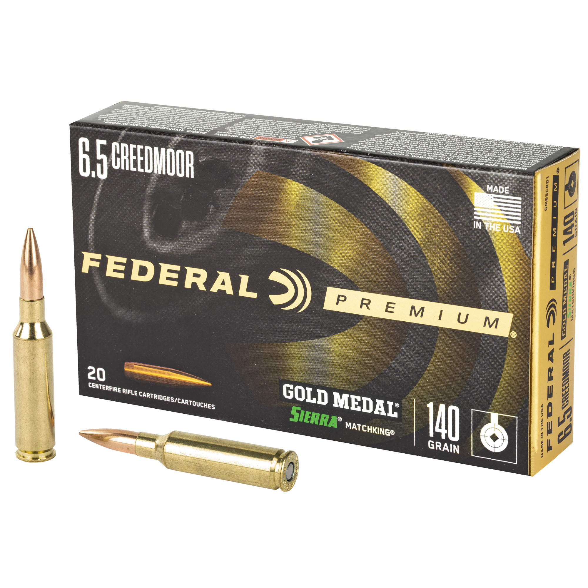 Federal, Gold Medal, 6.5 Creedmoor, Sierra Matchking Bthp, 140 Grain, 20 Rounds