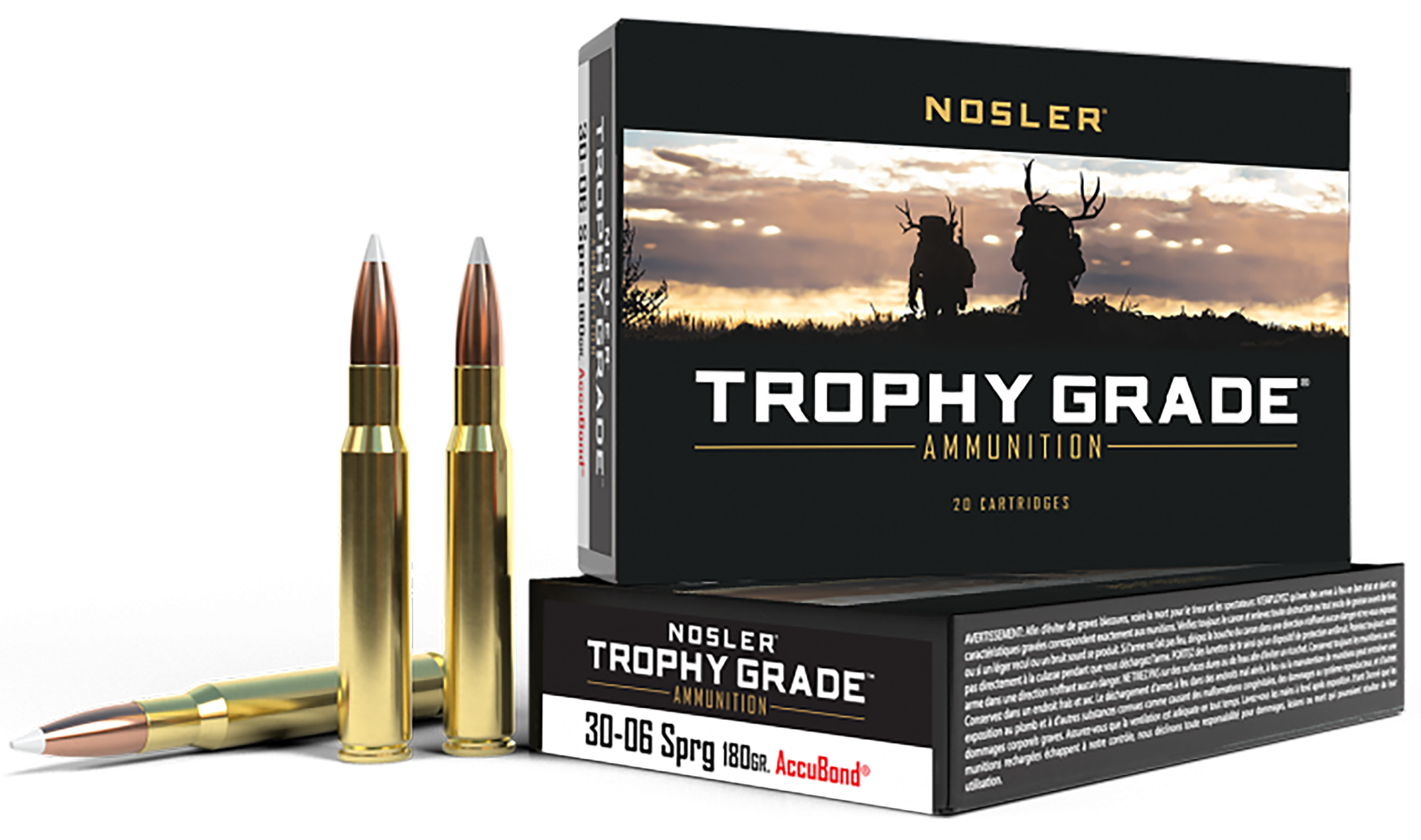 Nosler, Trophy Grade, 30-06 Springfield, AccuBond Soft Point, 180 Grain, 20 Rounds