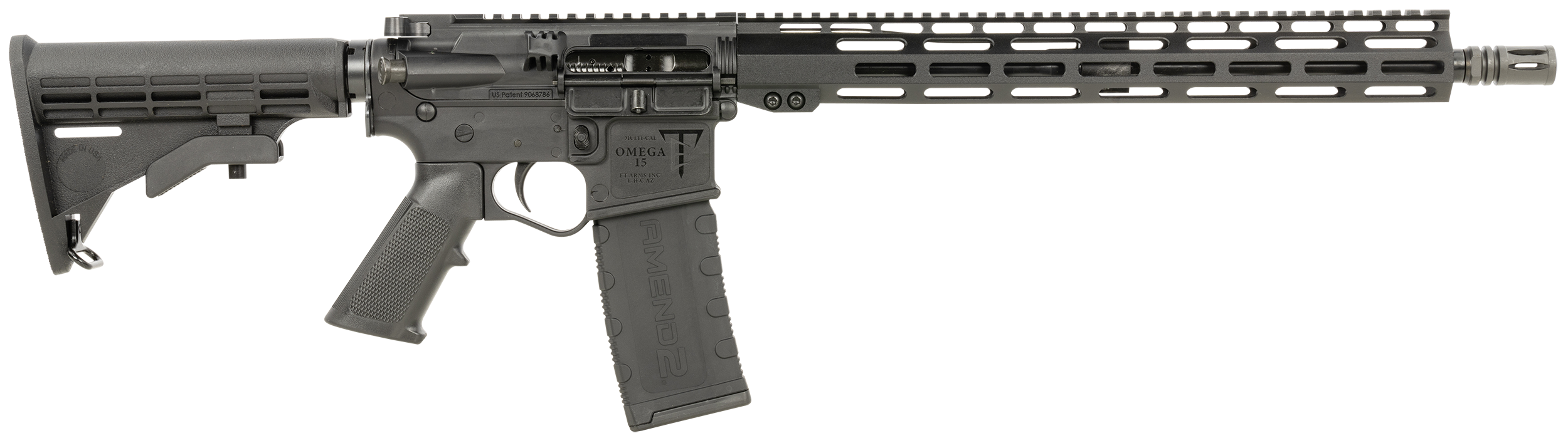 ET Arms Omega 15 Polymer AR Rifle - Black | 5.56 NATO | 16" barrel | 15" Aluminum M-LOK Rail | A2 Grip & A2 Stock