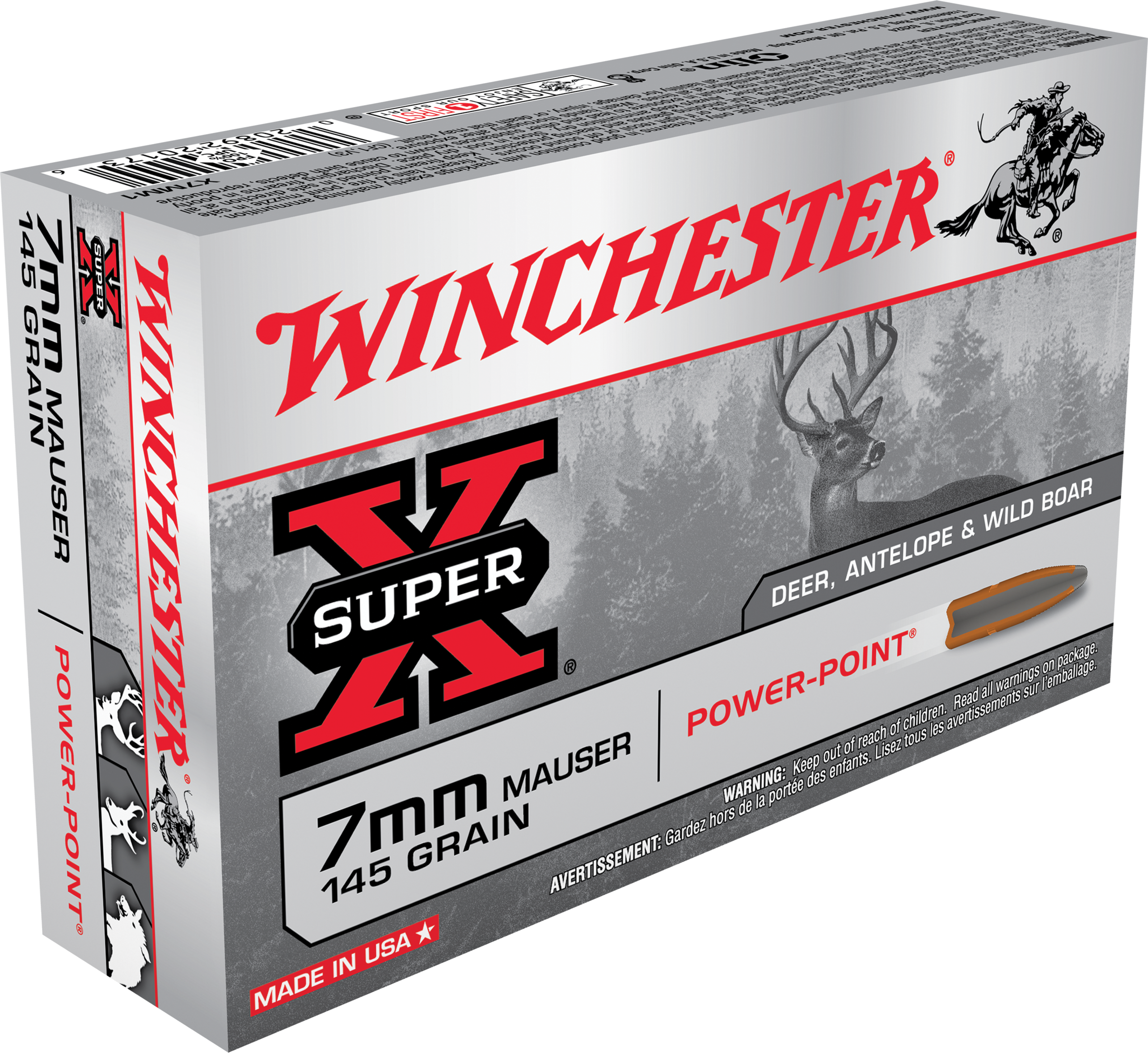 Winchester Super-X, 7mm Mauser, Power Point, 145 Grain, 20 Rounds