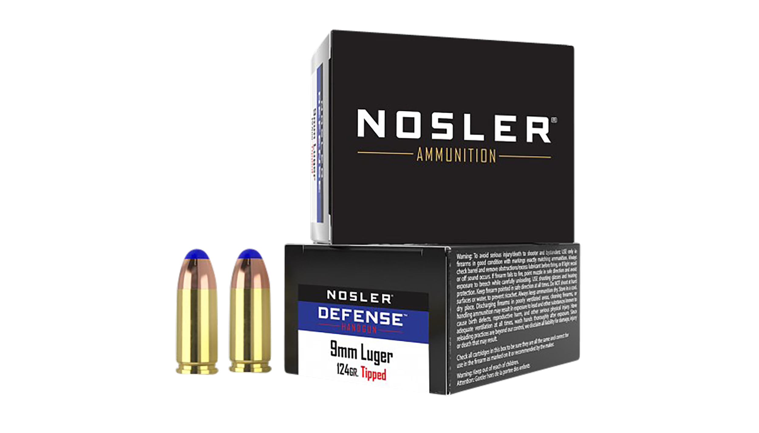 Nosler Defense 9mm Luger Bonded Polymer Tipped Jacketed Hollow Point 124 Grain 20 Rounds