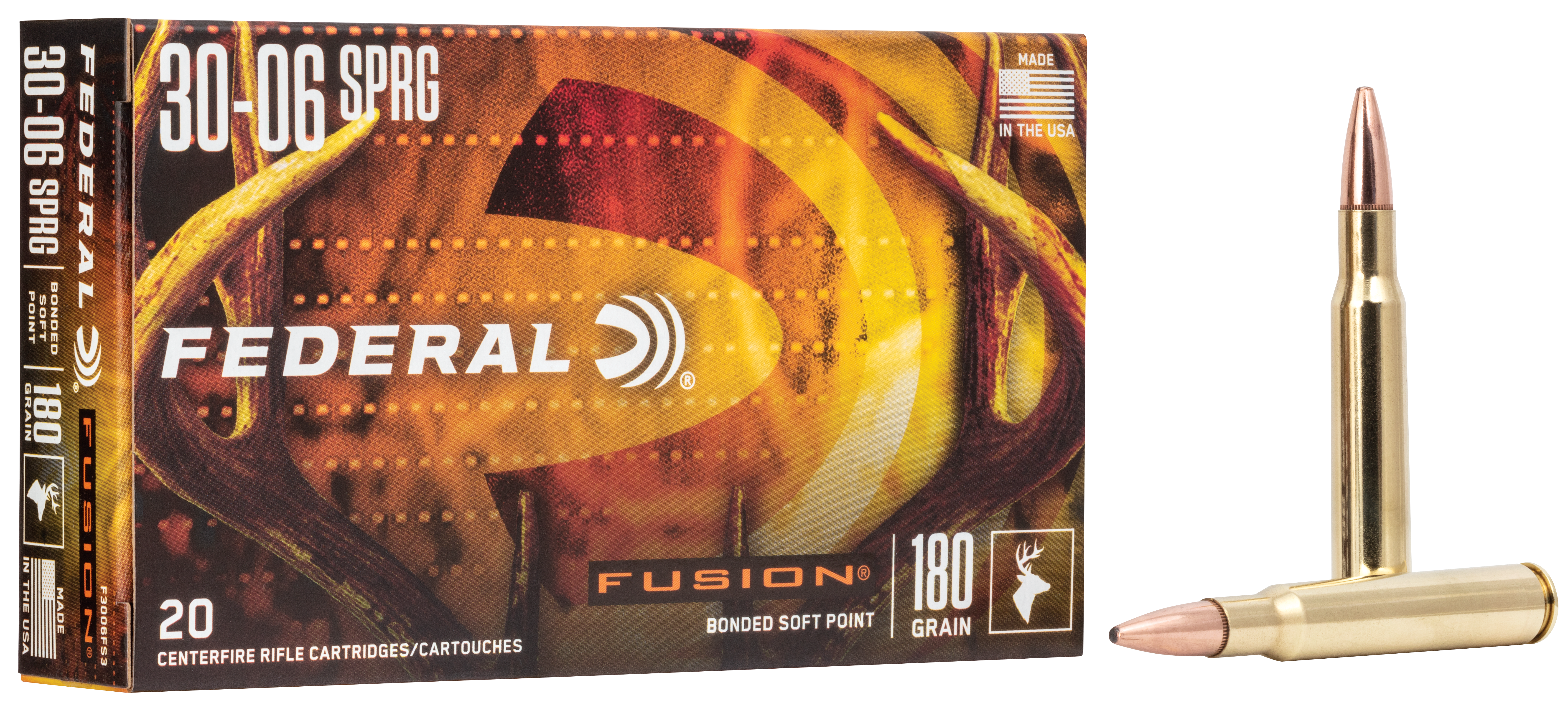 Federal, Fusion, 30-06 Springfield, Bonded Soft Point, 180 Grain, 20 Rounds