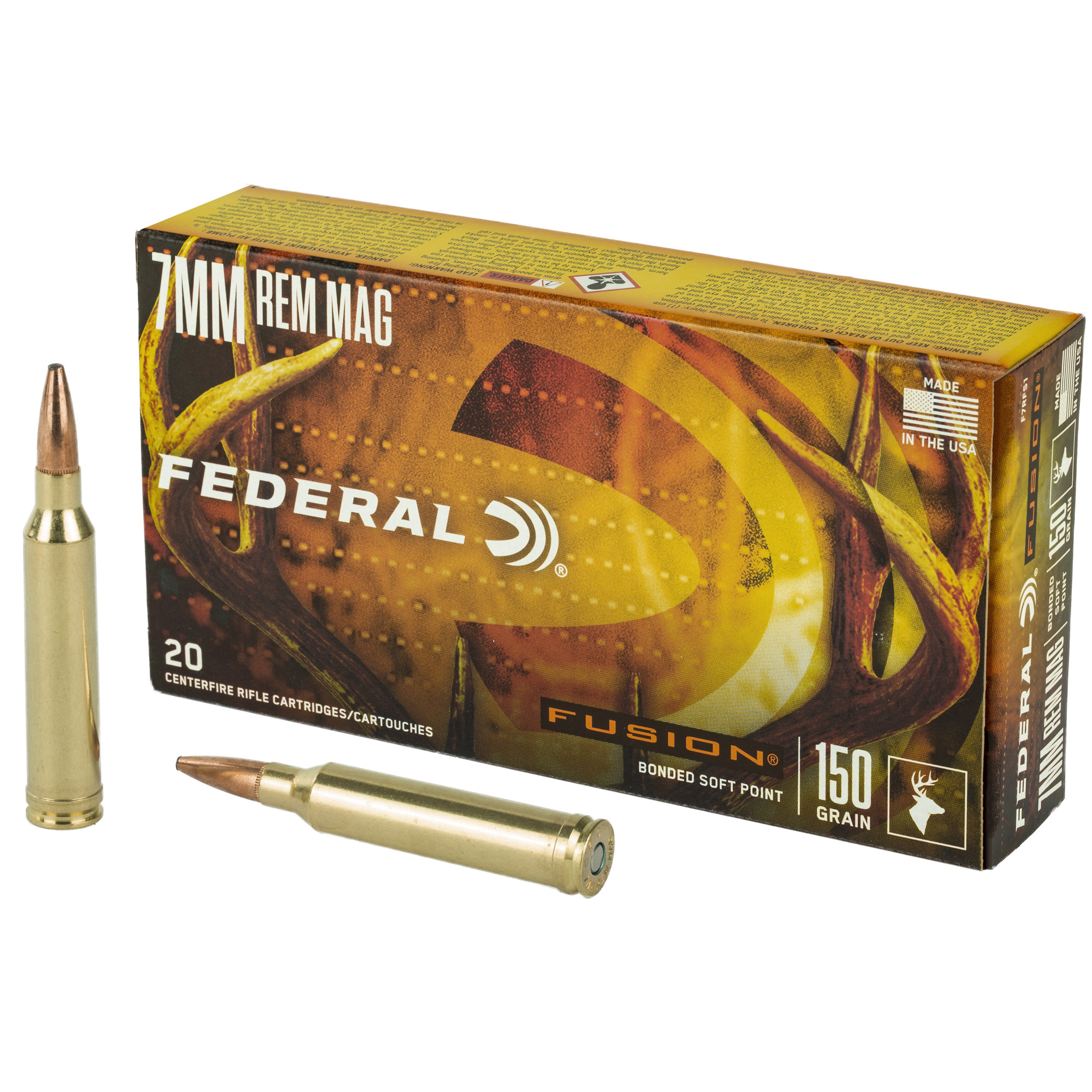 Federal Fusion Rifle Ammo 7mm Rem Mag 150 gr. Fusion Soft Point 20 rd.