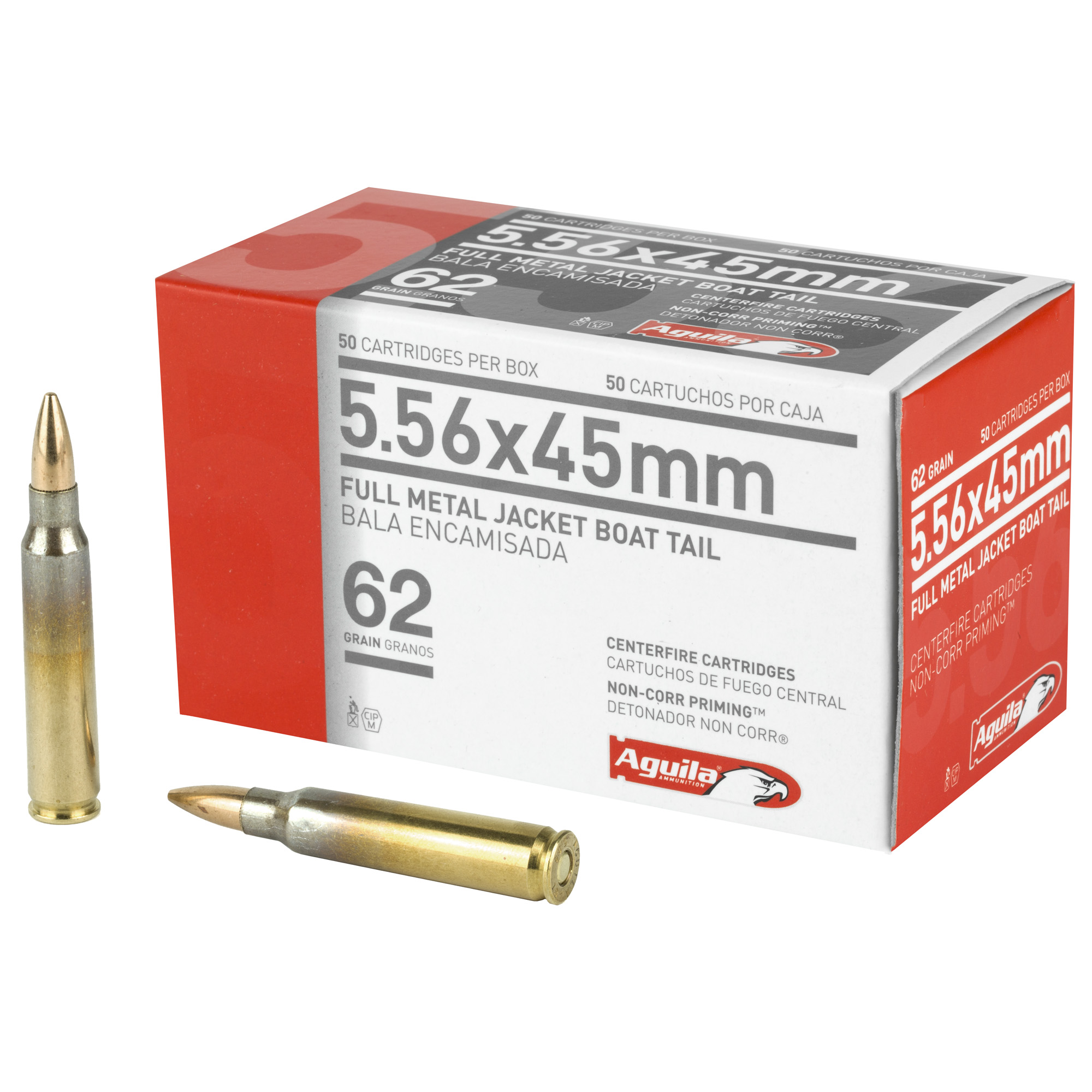 Aguila Rifle Ammo 5.56x45mm Nato Full Metal Jacket Boat Tail 62 Grain 50 Rounds