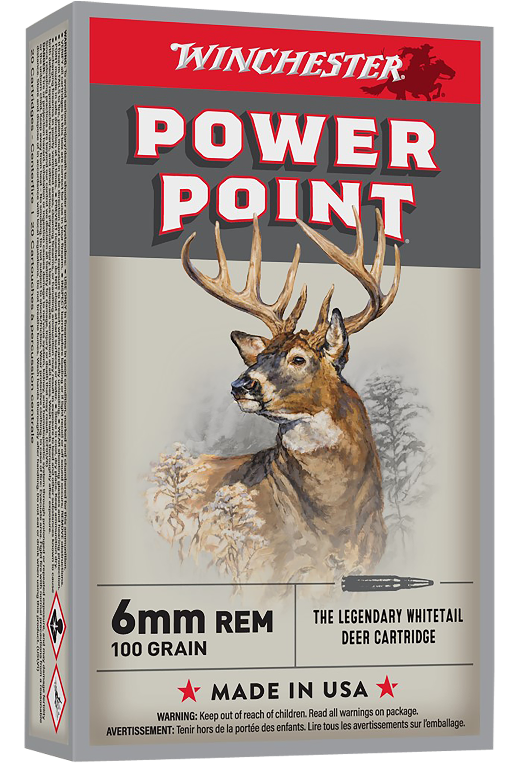 Winchester Super-X, 6mm Remington, Power Point, 100 Grain, 20 Rounds