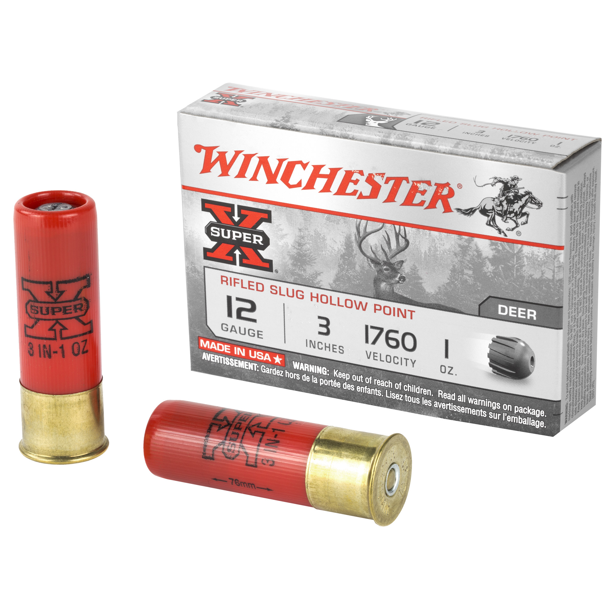 Winchester Super-X Rifled Slug HP 12 ga. 3 in. 1 oz. Slug 5 rd.