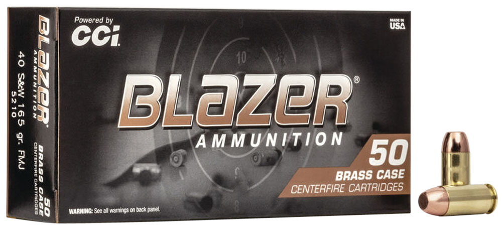 CCI Blazer Brass Pistol Ammo 40 S&W 165 gr. FMJ Flat Nose 50 rd.