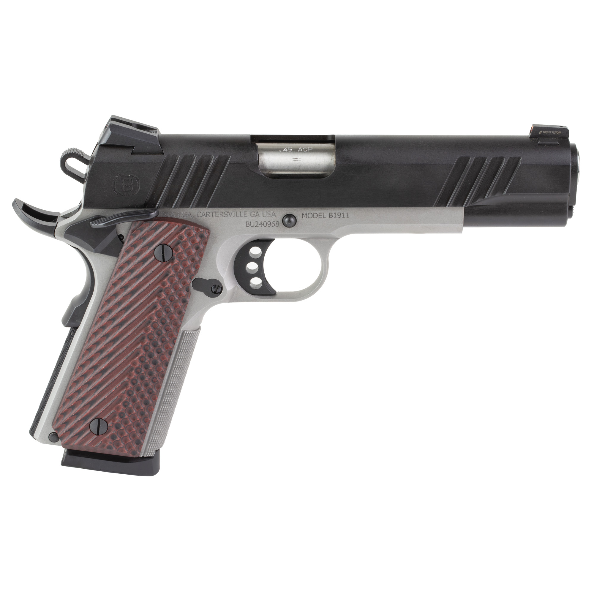 Bersa B1911 45ACP, 5in. Barrel, 8rd - Stainless (B19117050BMBC)