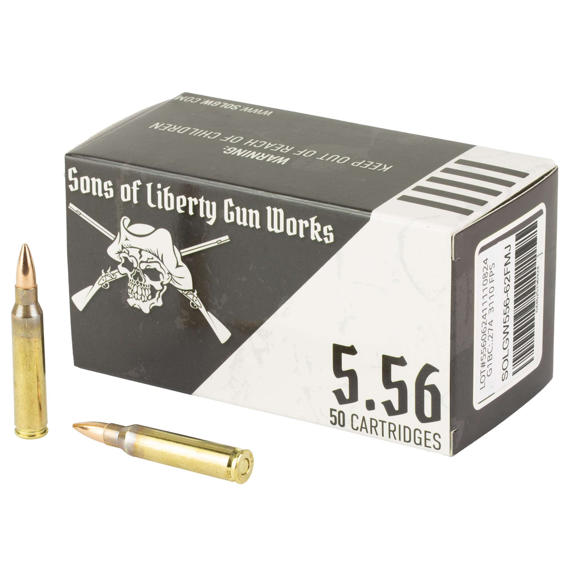 Sons of Liberty Gun Works 556NATO 62GR FMJ 50 Rounds Rifle Ammo