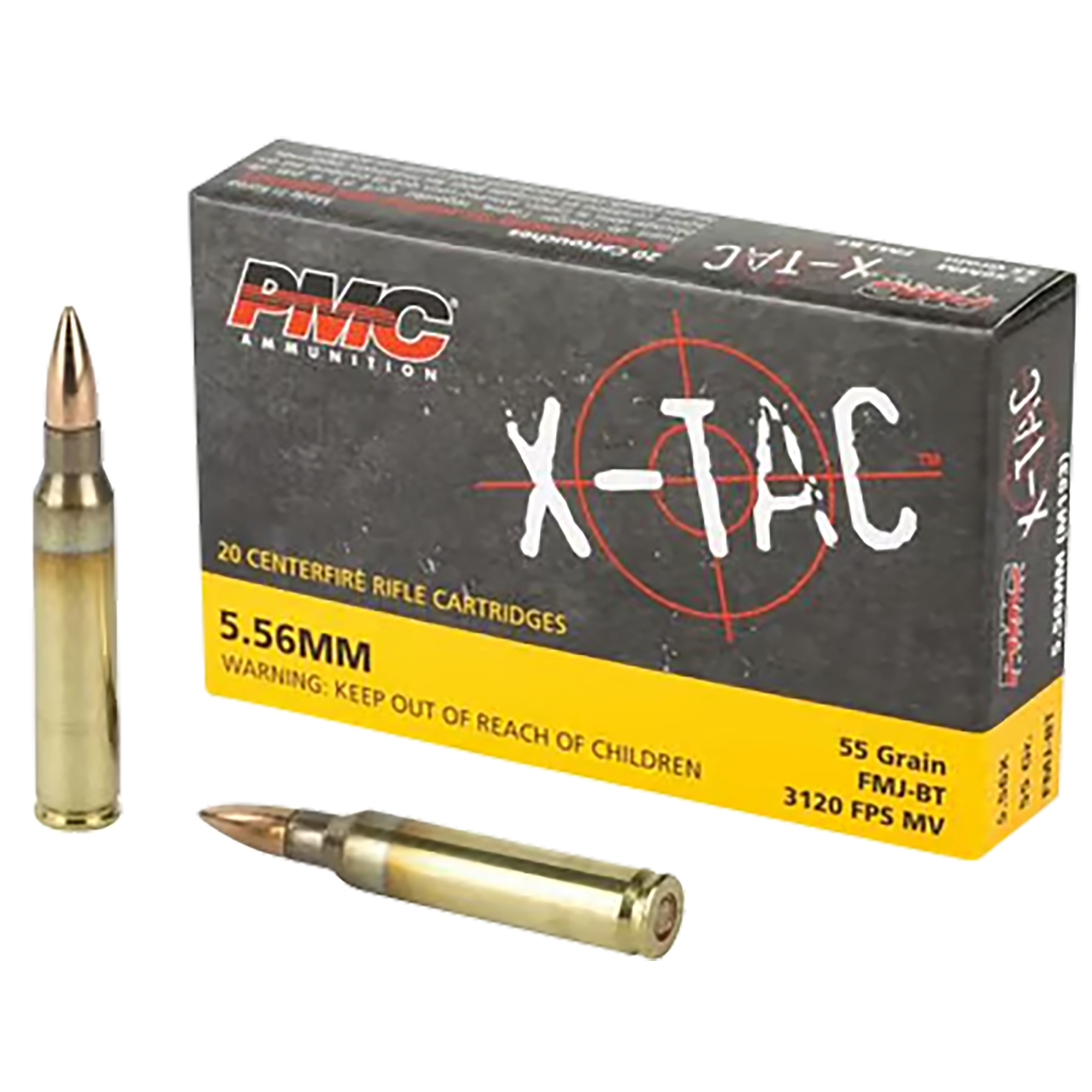 PMC X TAC Battle Pack 5.56x45mm Nato Full Metal Jacket Boat Tail 55 Grain 200 Rounds