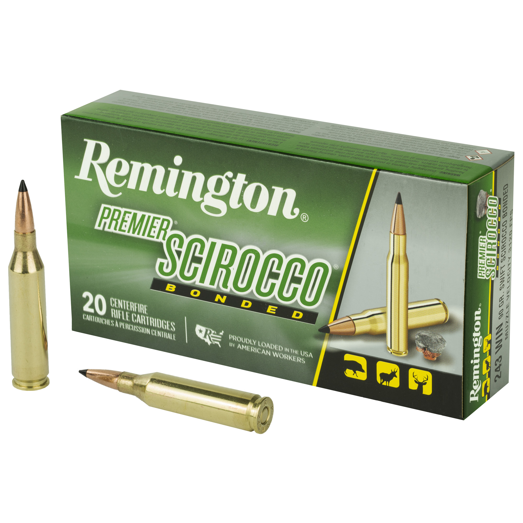 Remington Premier Scirocco 243 Winchester Swift Scirocco Bonded 95 Grain 20 Rounds