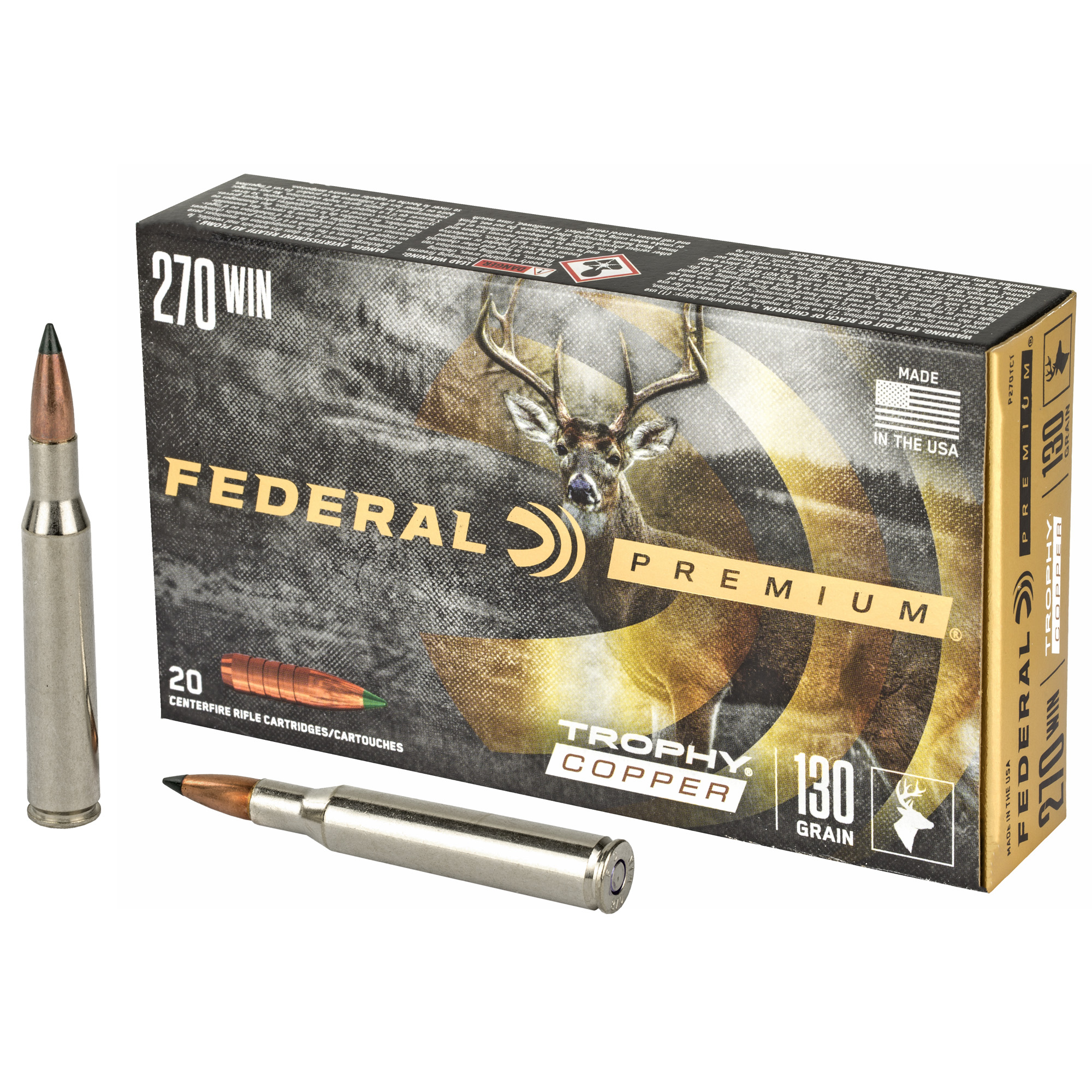 Federal Premium Trophy Copper 270 Winchester 130 Grain 20 Rounds