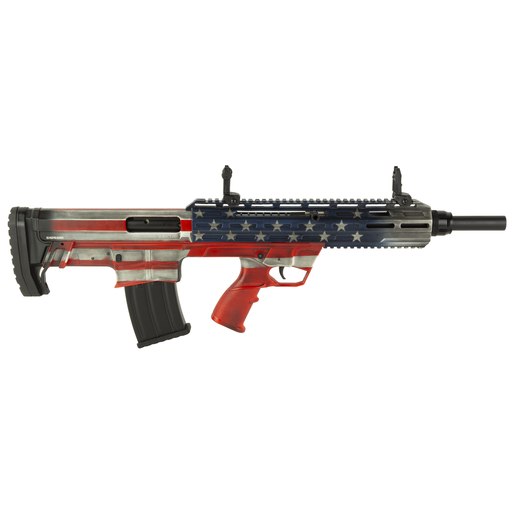 Tokarev USA 21000164 TBP  Bullpup 12 Gauge Semi-Auto 3" 5+1 18.50" Black Steel Barrel, American Flag Picatinny Rail Receiver, American Flag Adjustable Synthetic Stock