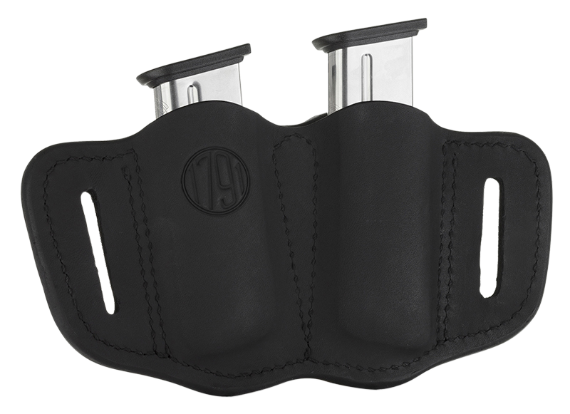 1791 Gunleather MAG21SBLA MAG2.1 Double Mag Holster Stealth Black Leather Belt Slide Belts 1.50" Wide Compatible w/ Single Stack Ambidextrous