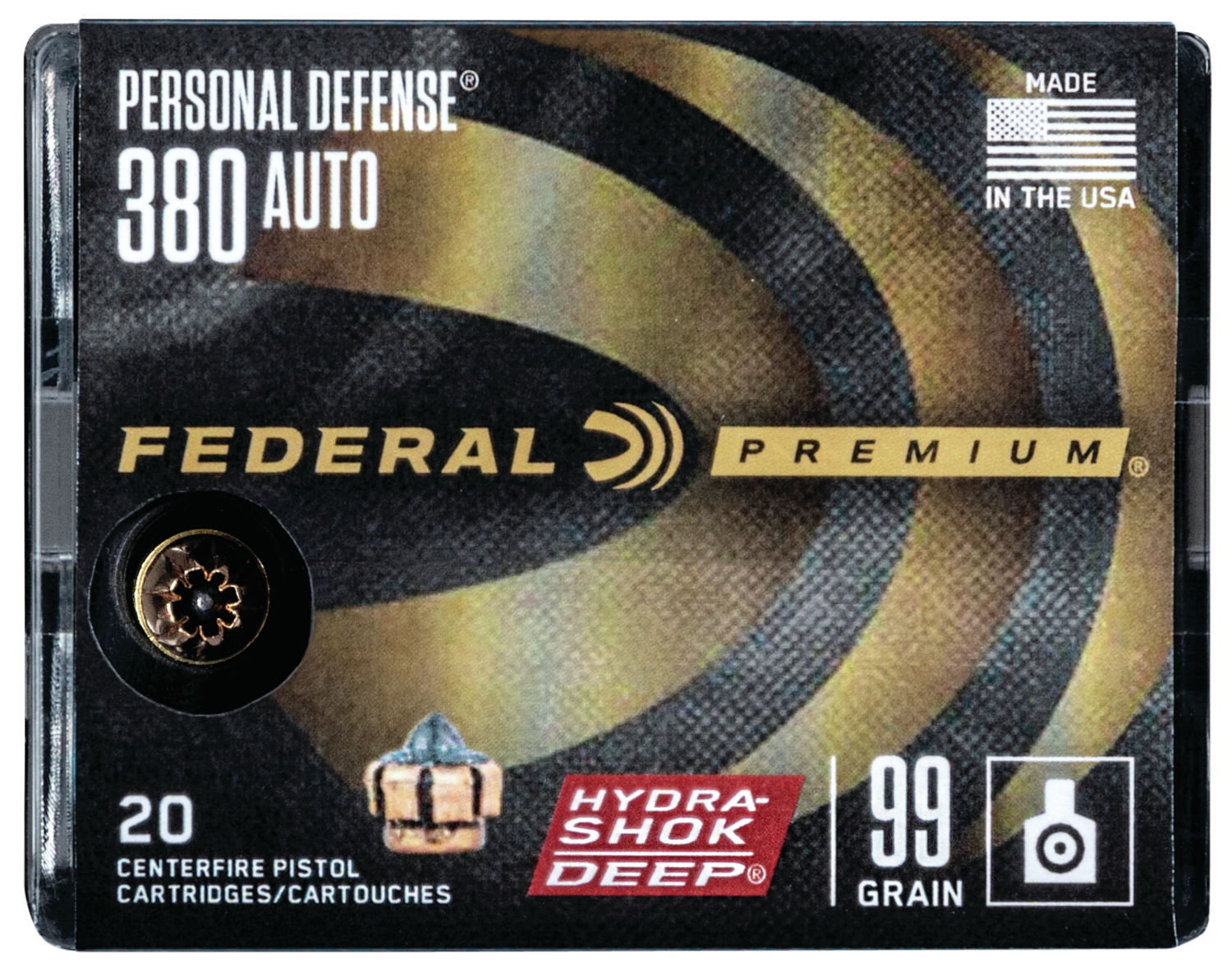 Federal Premium Hydra Shok Deep 380 Acp Hollow Point 99 Grain 20 Rounds