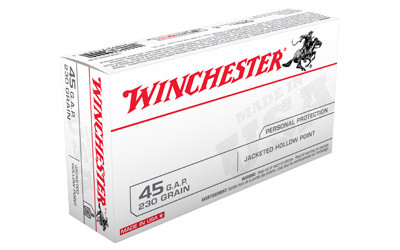 Winchester USA 45 GAP Jacketed Hollow Point 230 Grain 50 Rounds