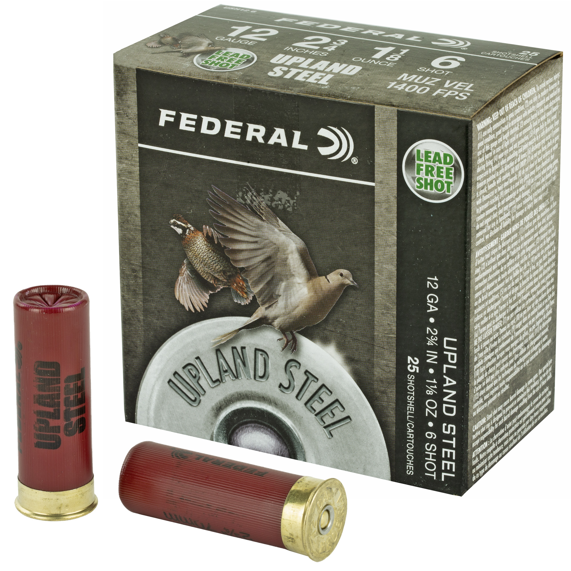 Federal Upland Steel 12 Gauge Steel 1 1/8 Ounce Number 6 25 Rounds
