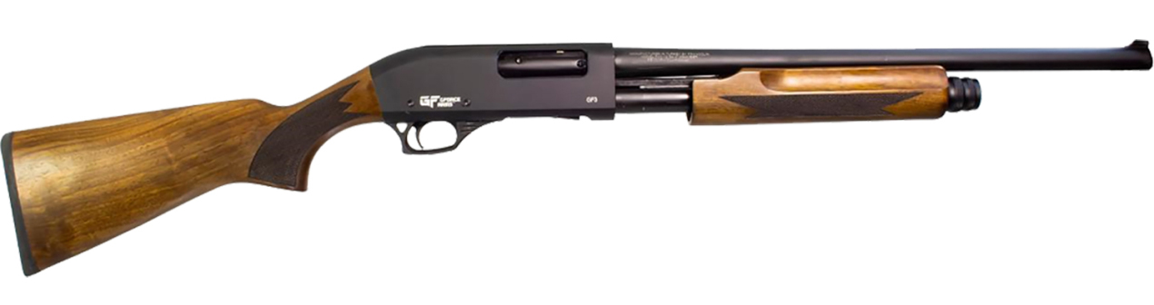 Gforce Arms P3 Pump, 12GA, 20in. Barrel, 4rd, Wood Stock & Forend - Black (GFP31220WNT)