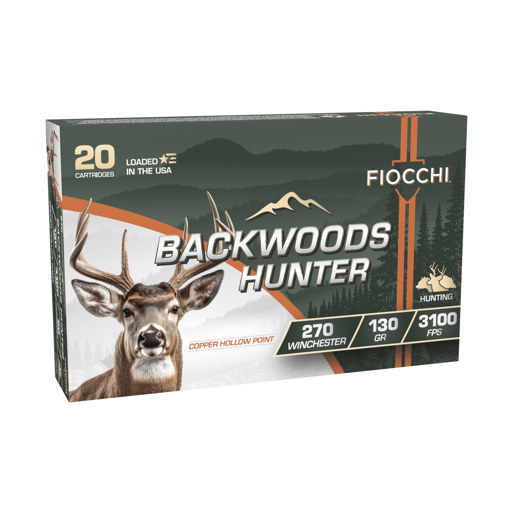 Fiocchi Backwoods Hunter 270 Winchester Copper Hollow Point 130 Grain 20 Rounds