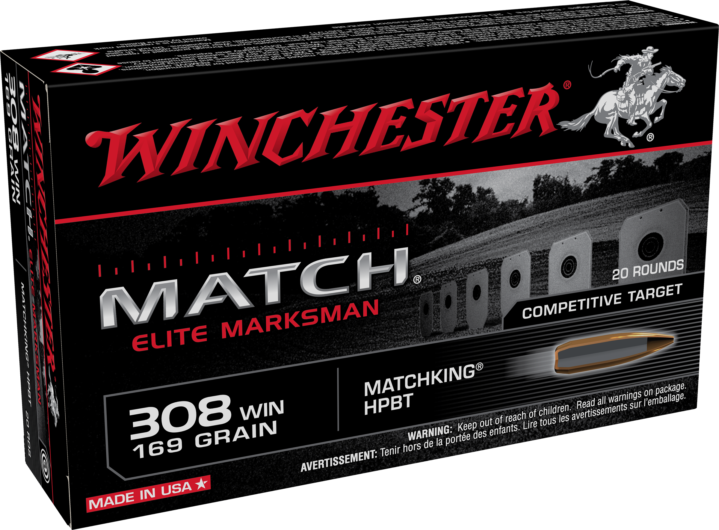 Winchester, Match, 308 Winchester, Sierra MatchKing Bthp, 169 Grain, 20 Rounds