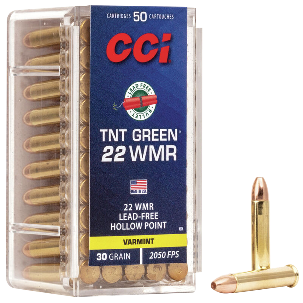 CCI Varmint TNT Green, 22 Winchester Magnum Rimfire, Speer TNT Green Hollow Point, 30 Grain, 50 Rounds