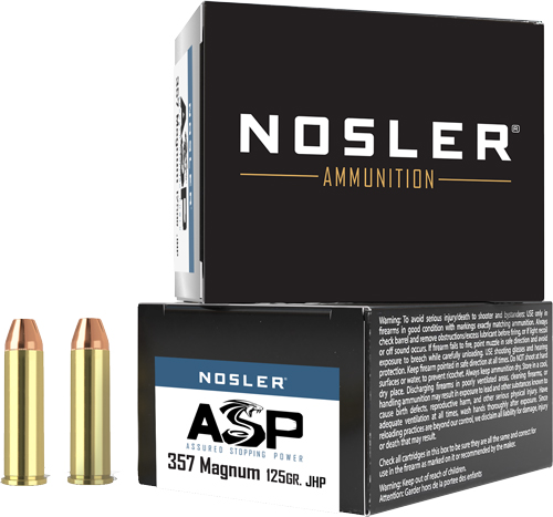 Nosler, Asp Jhp, .357 Magnum, Jacketed Hollow Point, 125 Grain, 20 Rounds