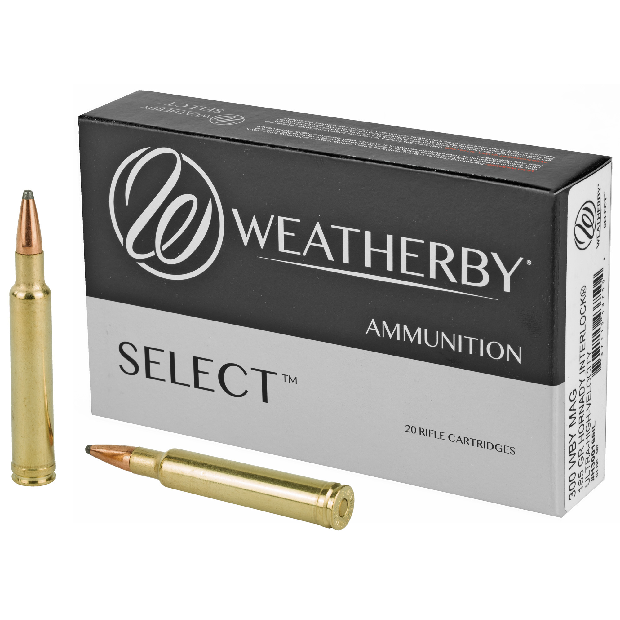 Weatherby Select Rifle Ammo 300 Weatherby Magnum Hornady Interlock 165 Grain 20 Rounds