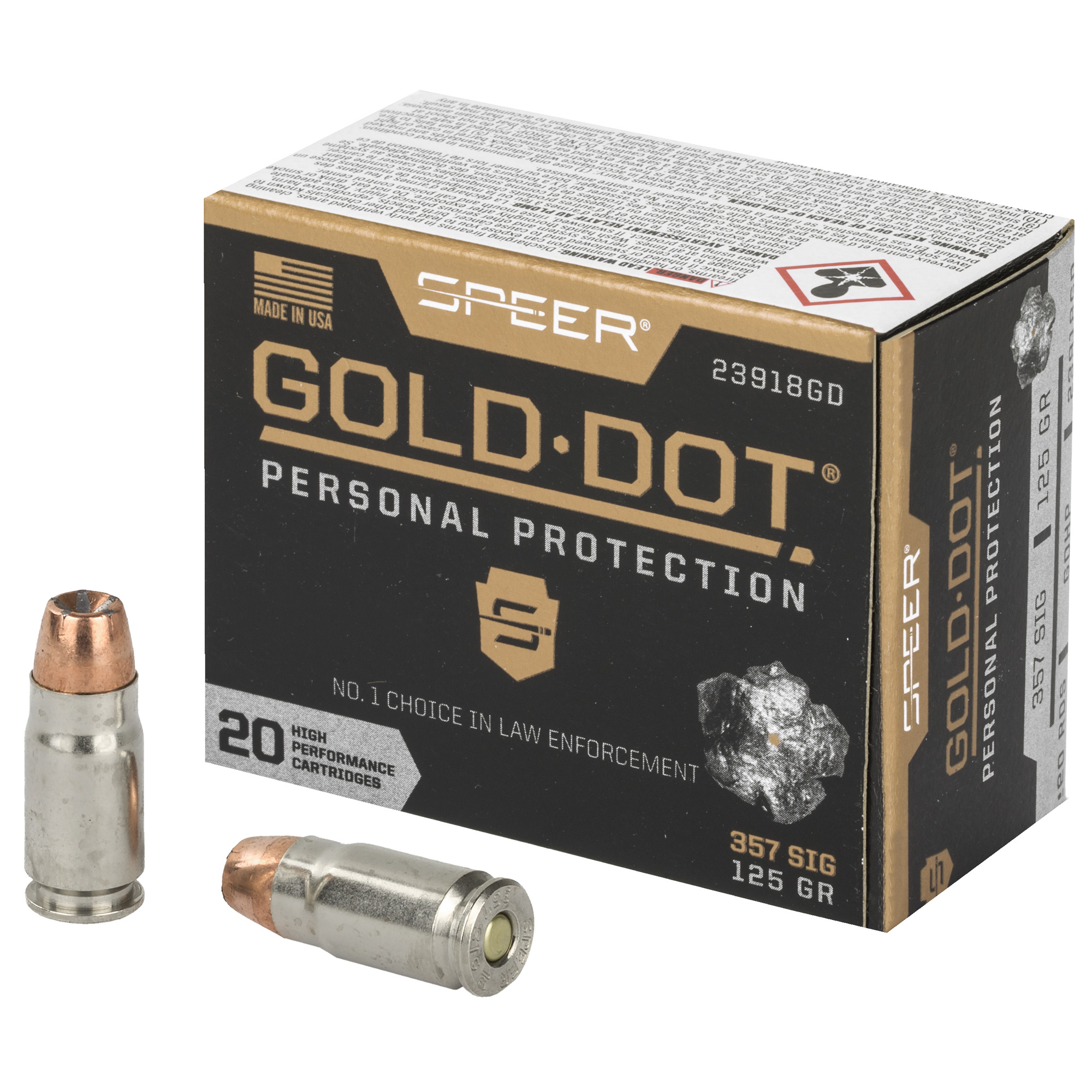 Speer Gold Dot Personal Protection 357 Sig Hollow Point 125 Grain 20 Rounds