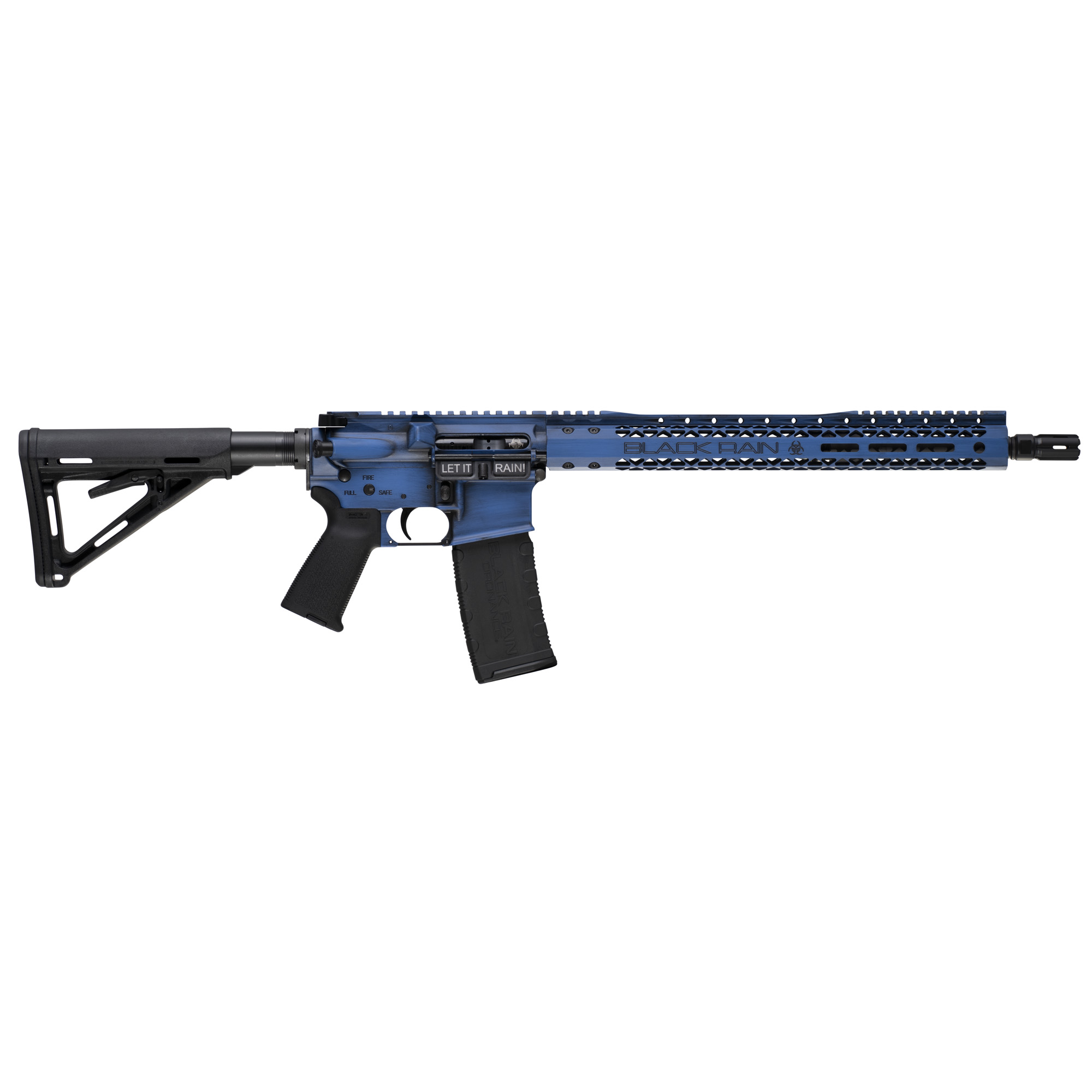 Black Rain Ordnance BROWTPBLB Spec 15+ We The People 5.56x45mm NATO 30+1 16", Blue Battleworn with Deep Engraving, 15" Slim M-LOK, Magpul Grip/Carbine Stock, Castle Flash Hider