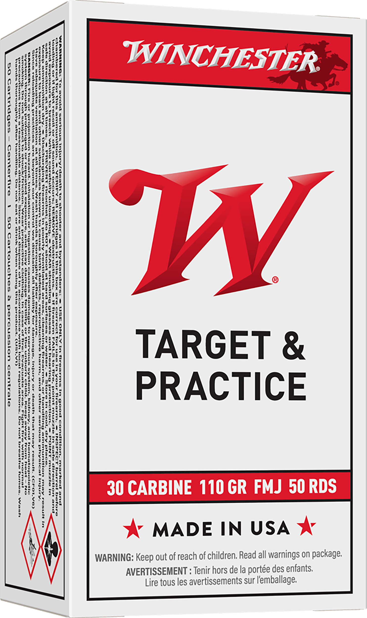 Winchester, Usa Rifle, 30 Carbine, Full Metal Jacket, 110 Grain, 50 Rounds
