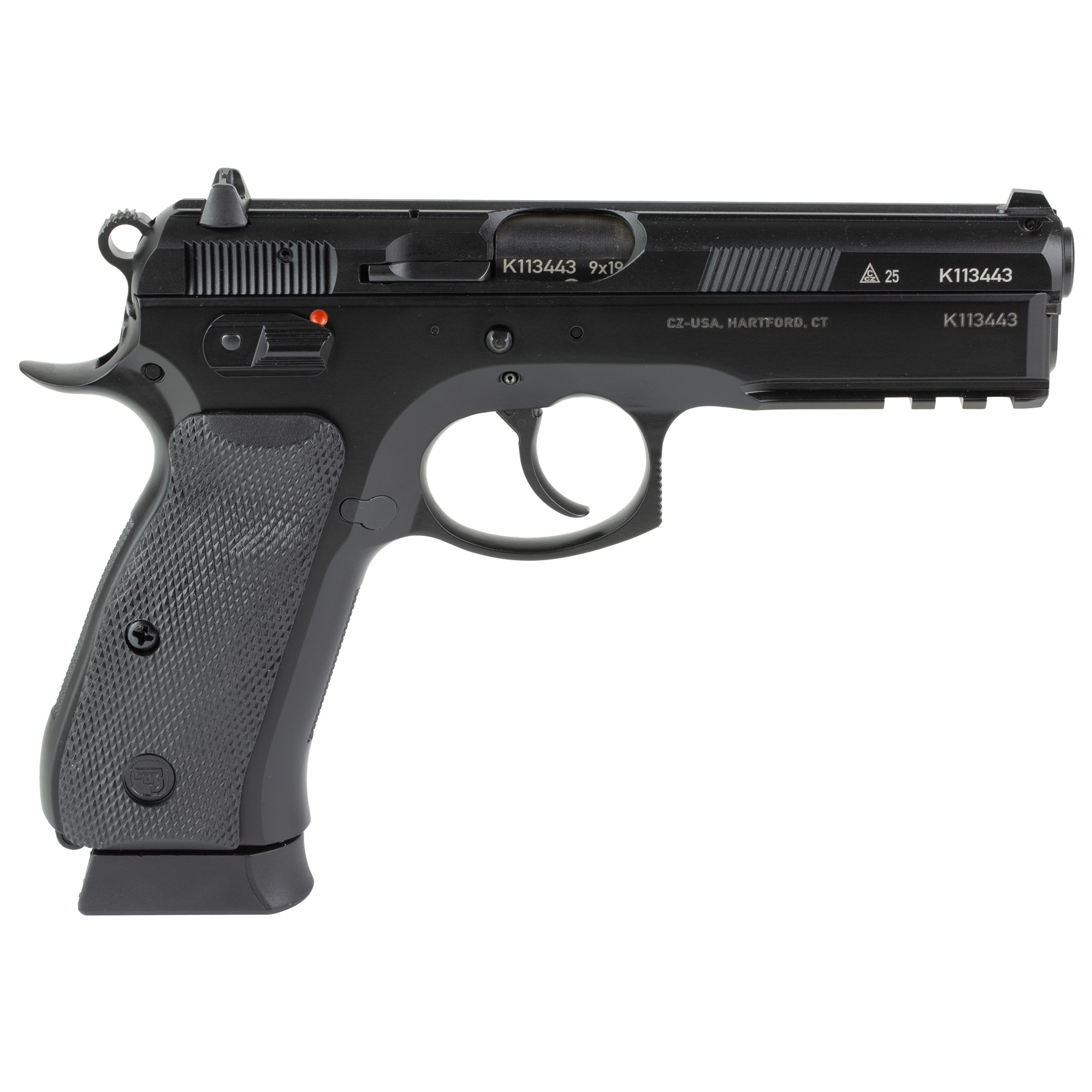 CZ 75 SP-01 50th Anniversary 9mm Luger 4.6in 19rd Colored Steel Frame Rubber Grip