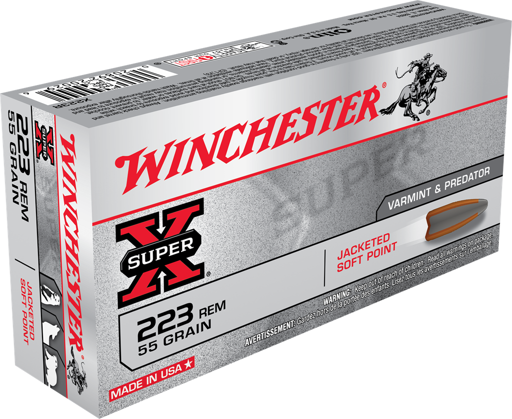 Winchester, Super-X, 223 Remington, Jacketed Soft Point, 55 Grain, 20 Rounds