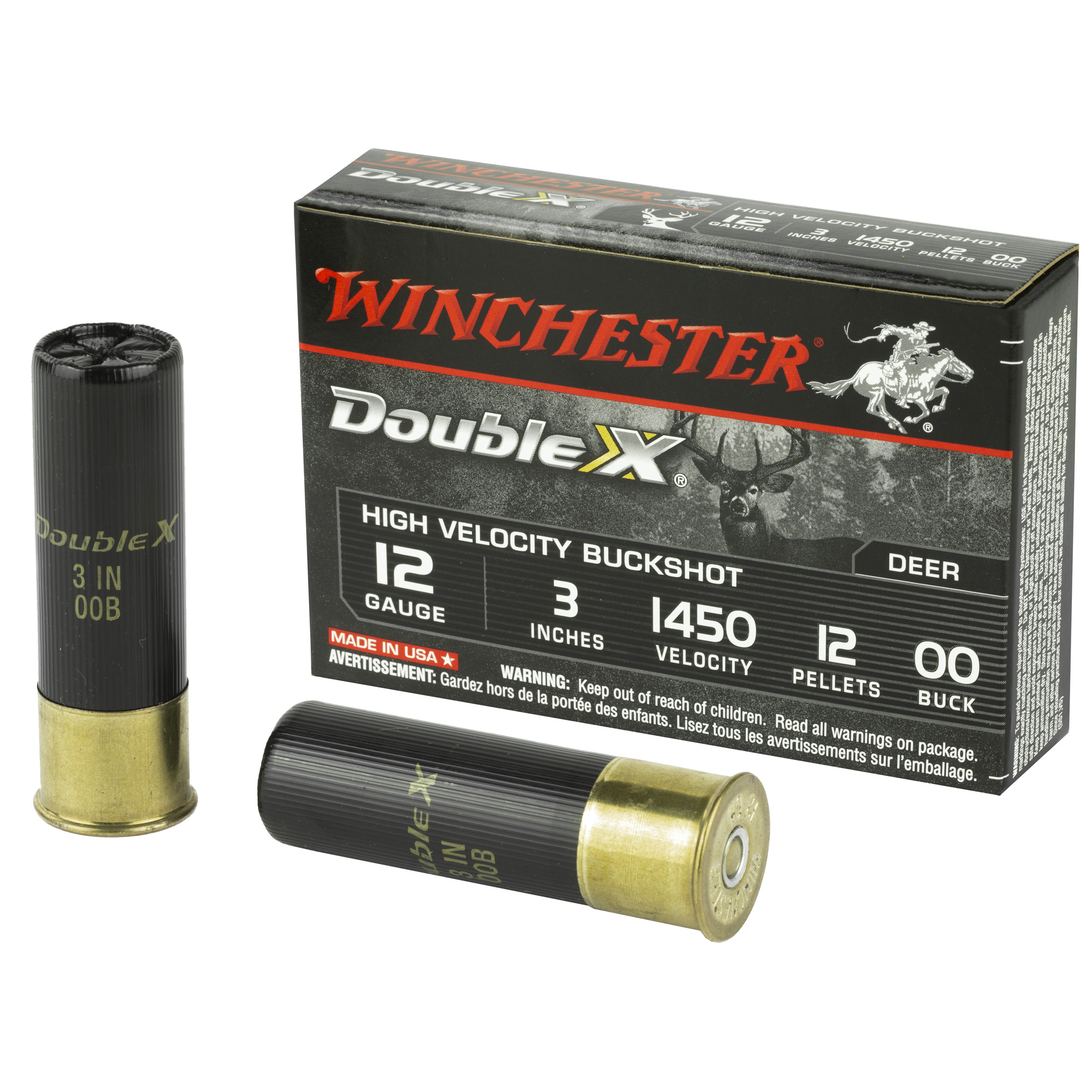 Winchester Double X Buckshot 12 Gauge Buckshot 12 Pellets 00 Buck 5 Rounds