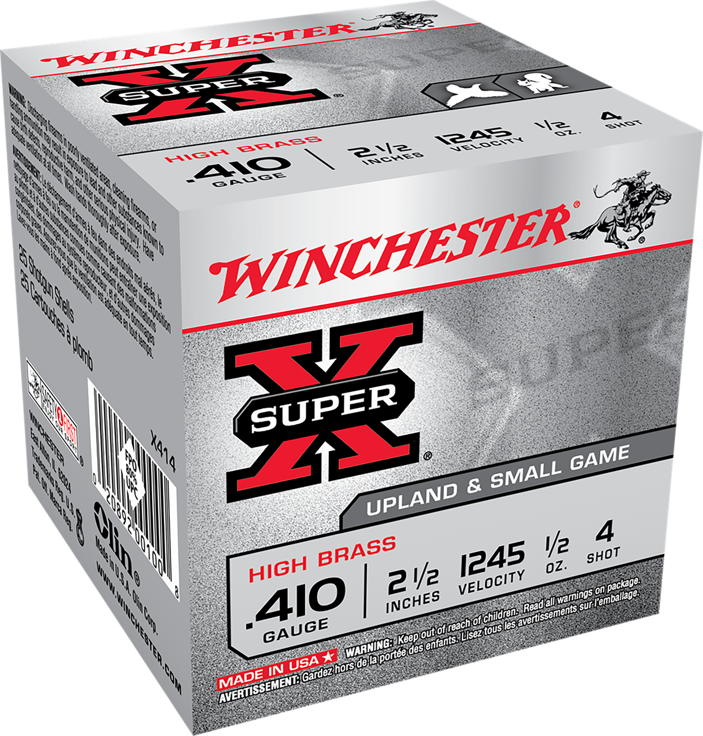 Winchester Super X High Brass Game Load 410 Bore Lead Shot 1/2 oz 25 Rounds