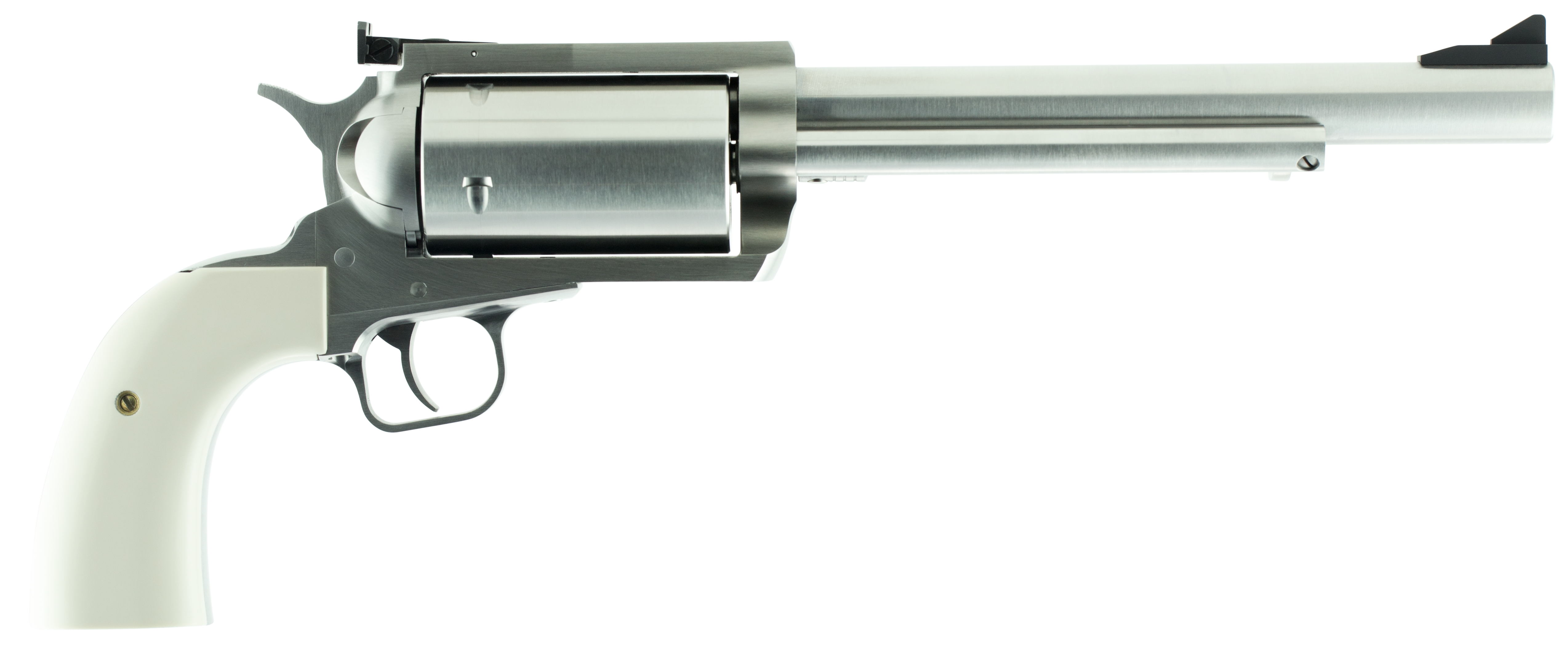 Magnum Research BFR45707B BFR Long Cylinder Extra Large Frame 45-70 Gov 5 Shot, 7.50" Brushed Stainless Steel Barrel, Cylinder & Frame, Bisley White Laminate Grip, Exposed Hammer