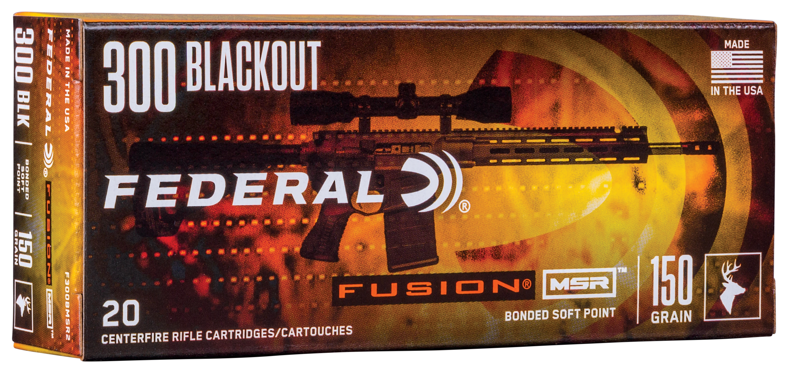 Federal Fusion Msr, 300 Aac Blackout, Bonded Soft Point, 150 Grain, 20 Rounds