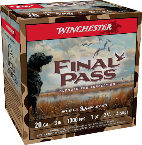 Winchester Final Pass 20 Gauge Plated Steel Shot 1 Ounce 2.4 4 25 Rounds