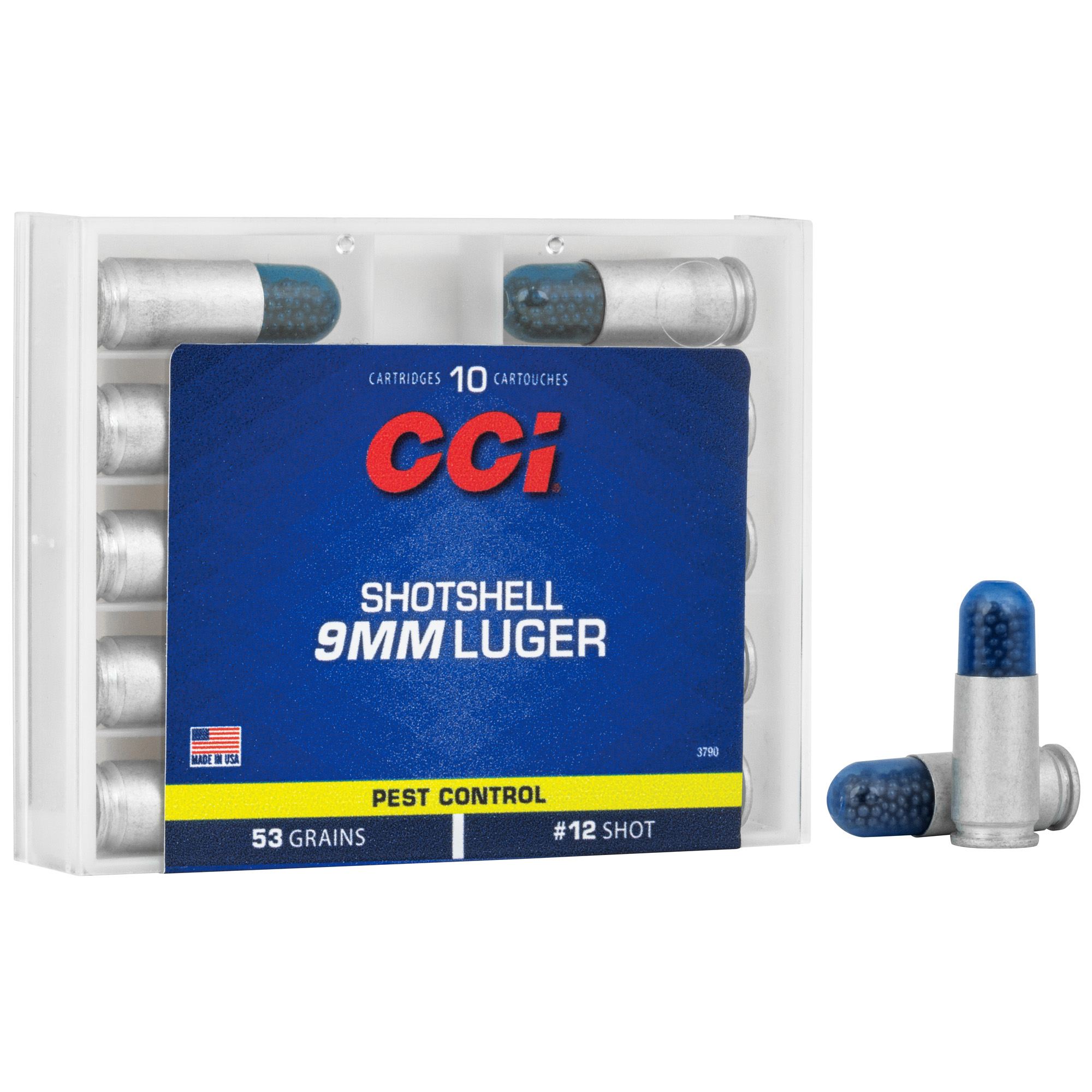 CCI, Shotshell Pistol, 9mm Luger, Number 12 Shot, 53 Grain, 10 Rounds