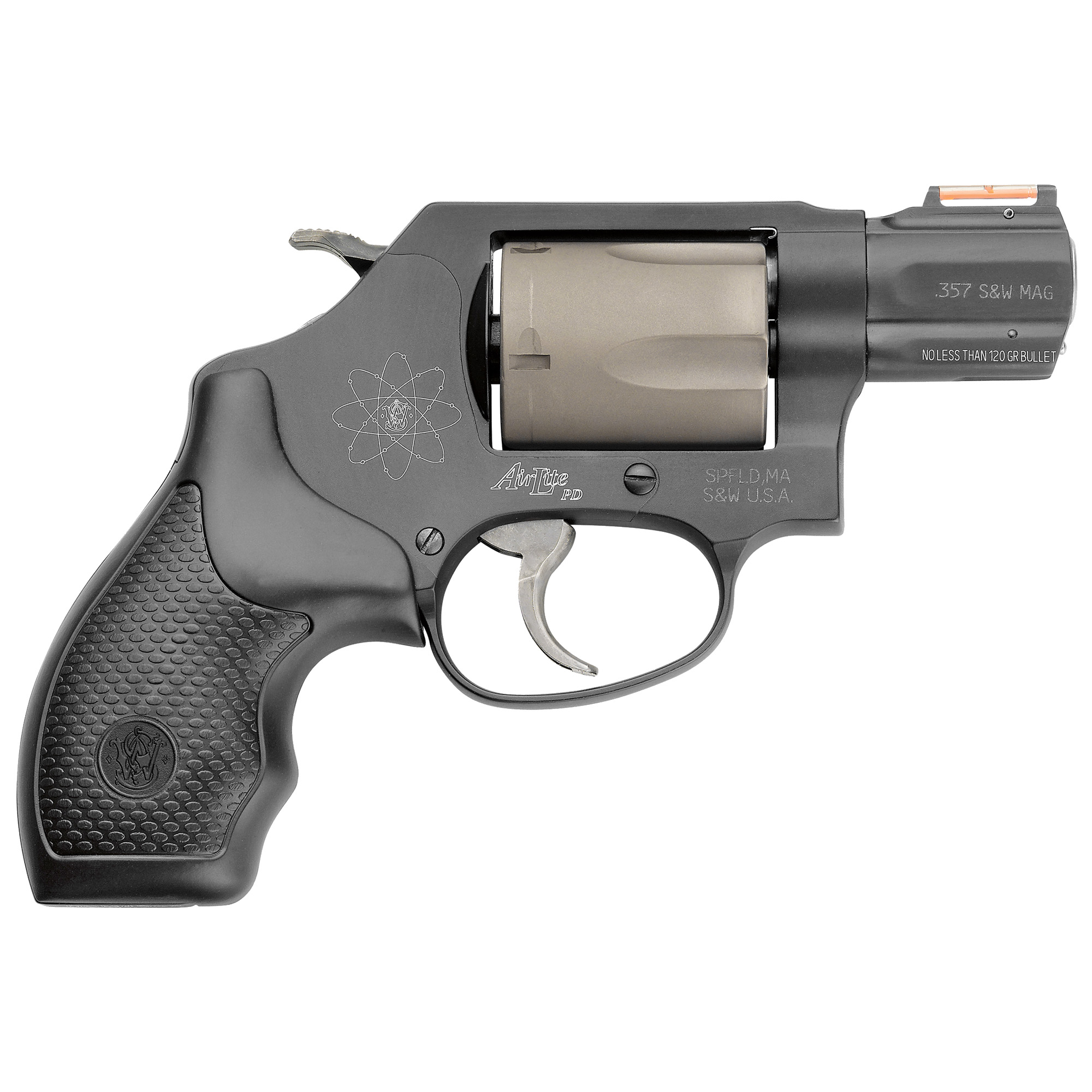 Smith & Wesson 163064 Model 360 Personal Defense 357 Mag or 38 S&W Spl +P 1.88"  Black Stainless Steel Barrel, 5rd Titanium Cylinder, Black Scandium Alloy J-Frame, HiViz Fiber Optic Orange Front Sight