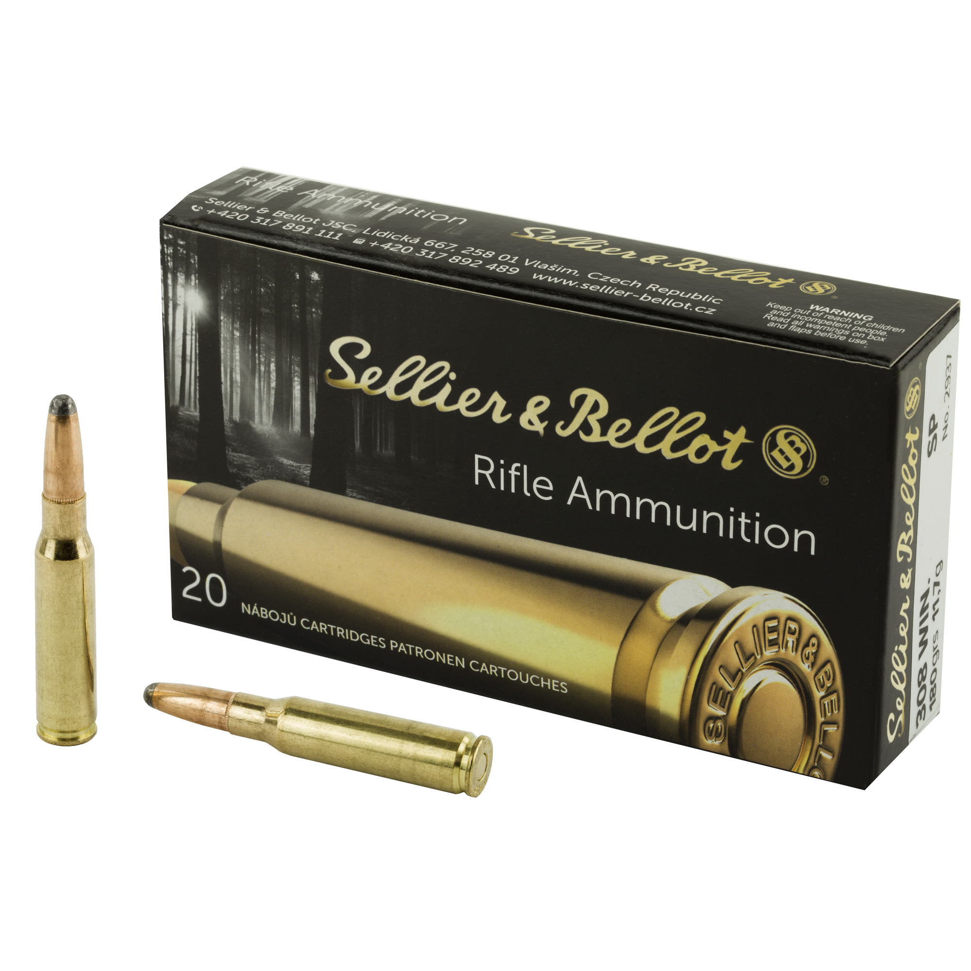 Sellier & Bellot Rifle .308 Winchester Soft Point 180 Grain 20 Rounds