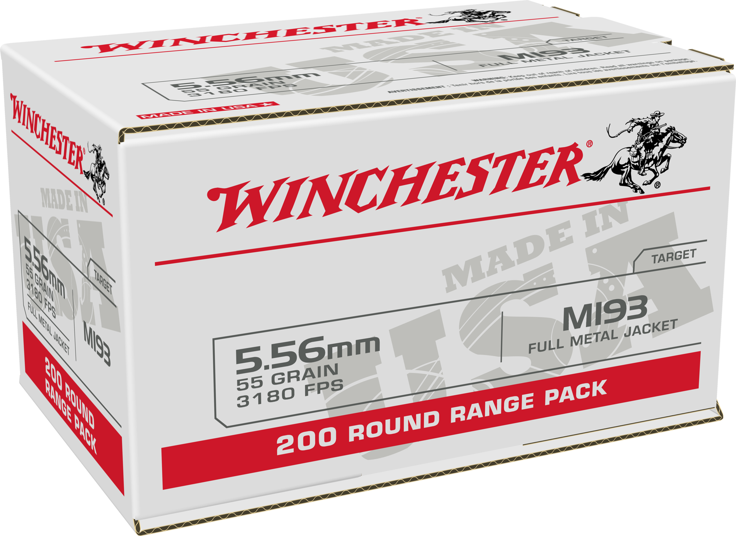 Winchester Usa Rifle, 5.56x45mm Nato, Full Metal Jacket, 55 Grain, 200 Rounds