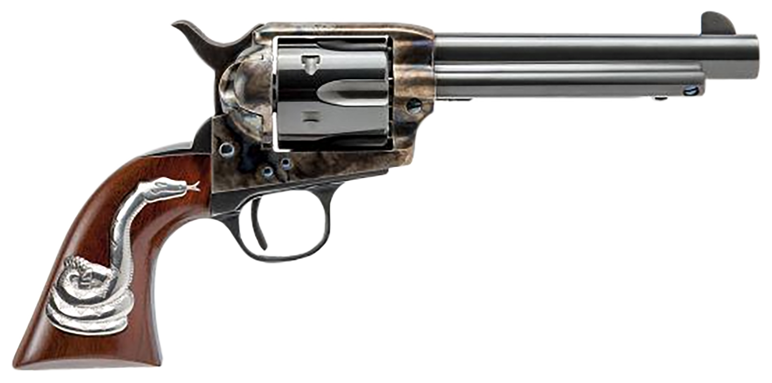 Cimarron Model P, .45 Colt, 5.50 inch, 6 rounds, Blued, Walnut Sterling Snake