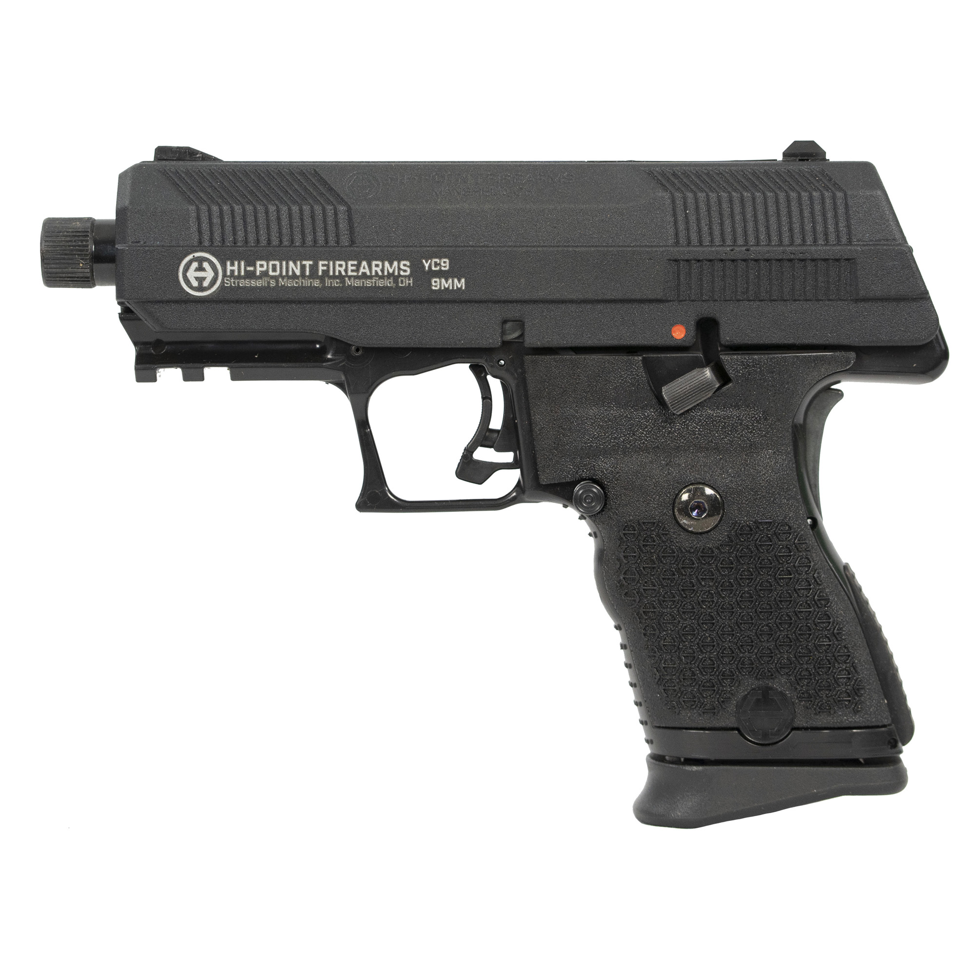 Hi-Point YC9 YC9  9mm Luger 10+1 4.12" Black Steel Threaded Barrel, Black YC9 Styled/Serrated Slide, Black Polymer Frame w/Picatinny Rail, Black Plastic Grips