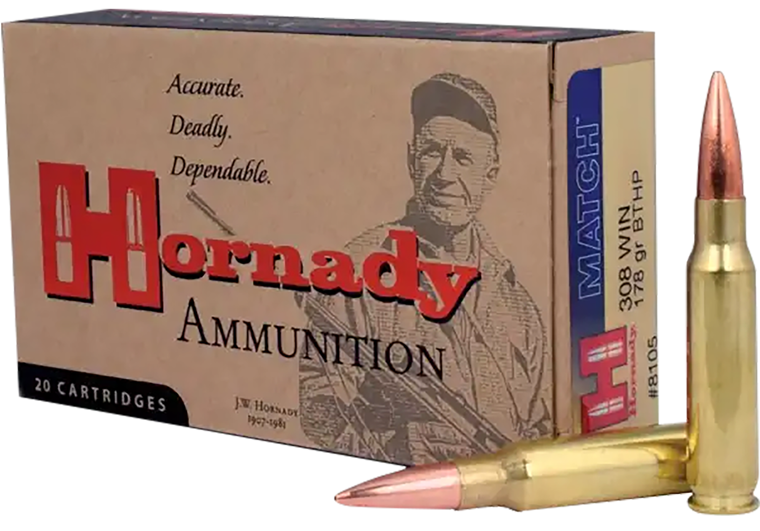 Hornady Match 308 Winchester Boat Tail Hollow Point 178 Grain 20 Rounds