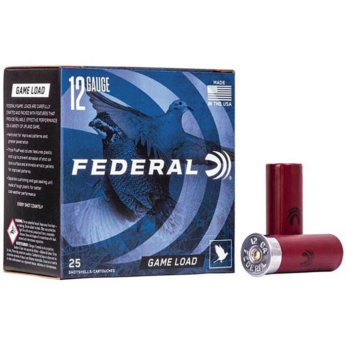 Federal Game Shok Upland Load 12 Gauge Lead 1 oz Number 6 Shot 25 Rounds