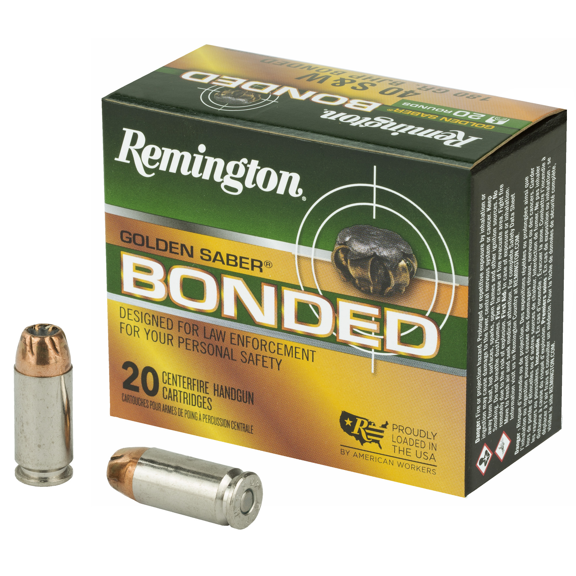 Remington Golden Saber Bonded 40 S&W BJHP 180 Grain 20 Rounds