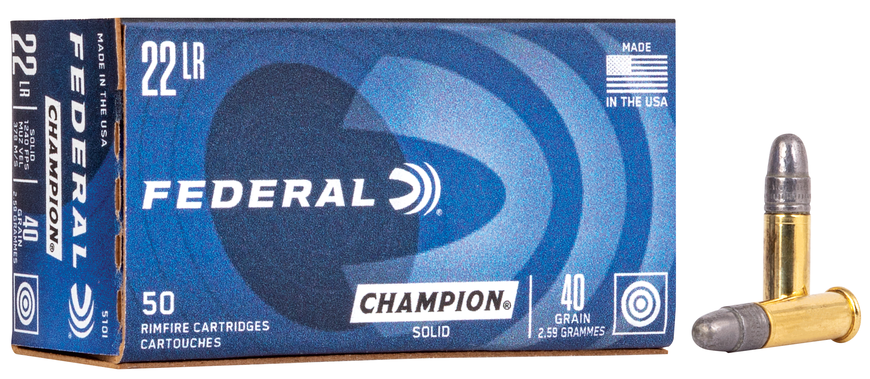 Federal Champion Training .22 Long Rifle Lead Round Nose 40 Grain 50 Rounds